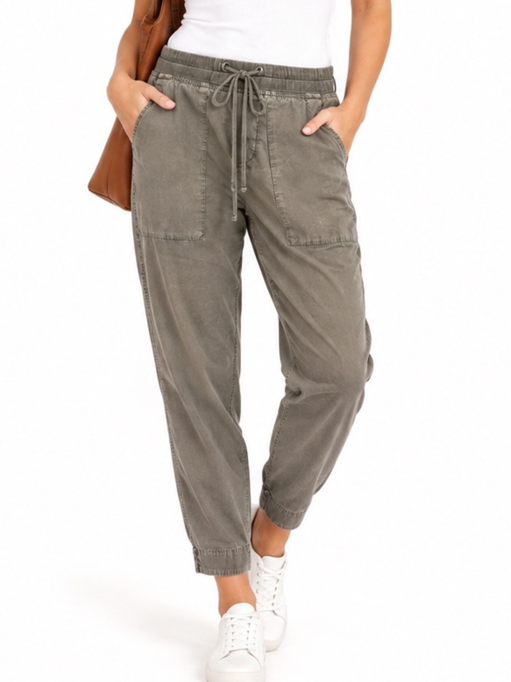 James Perse Standard Olive Tencel Blend Pants Drawstring Utility travel size S